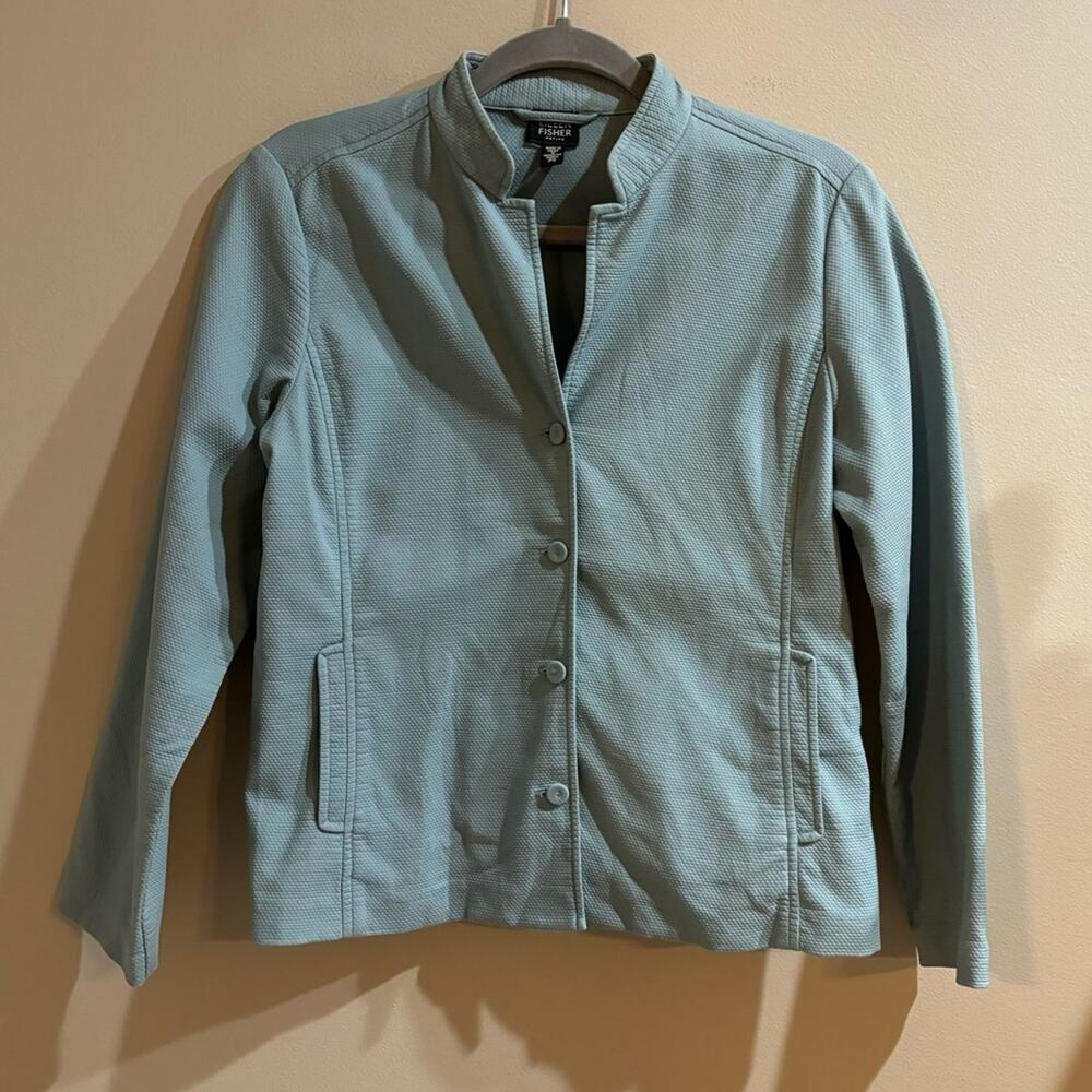 Eileen Fisher Blue Cotton Button Up Jacket‎